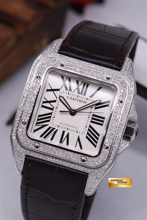 mens cartier santos pre owned|cartier santos xl with diamonds.